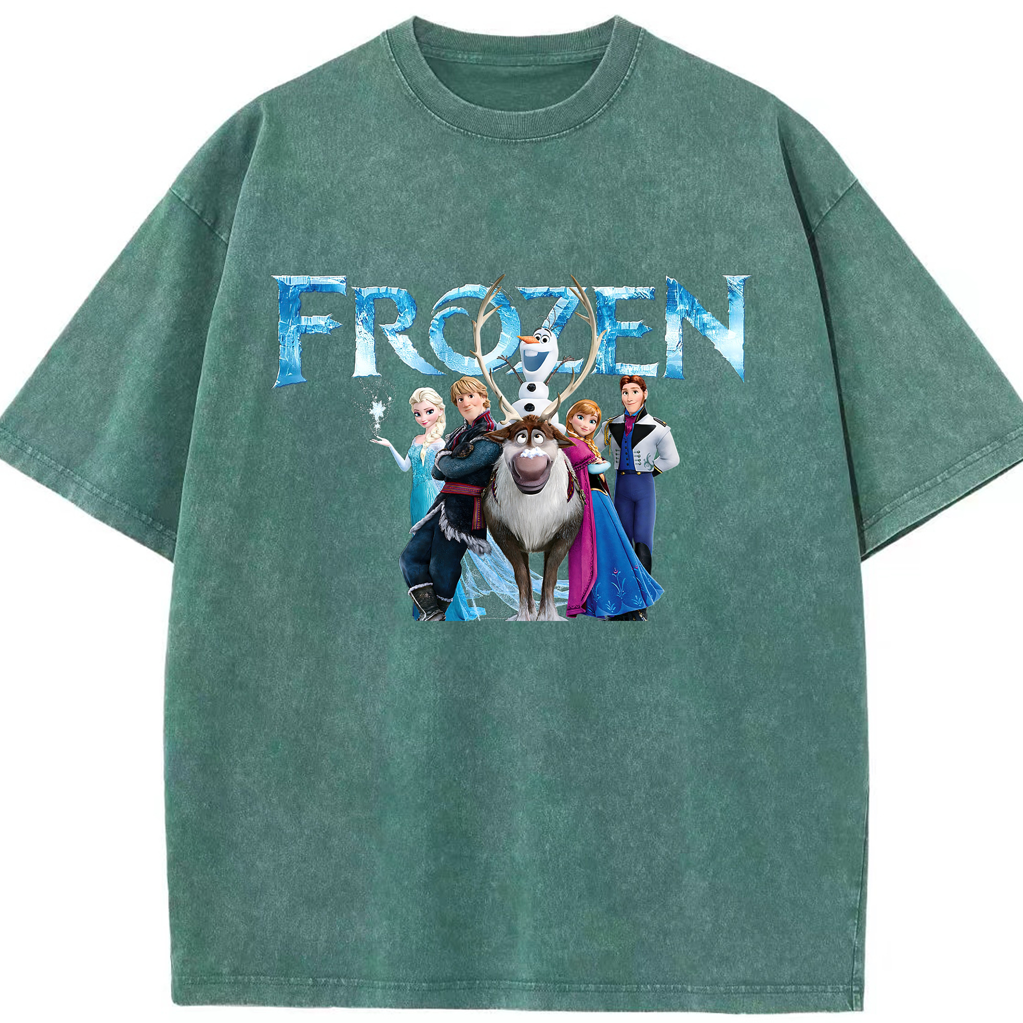 （画像用） アナと雪の女王 アンナ エルサ Frozen Anna Elsa 綿100% ヴィンテージ風 半袖Tシャツ（フロントプリント）